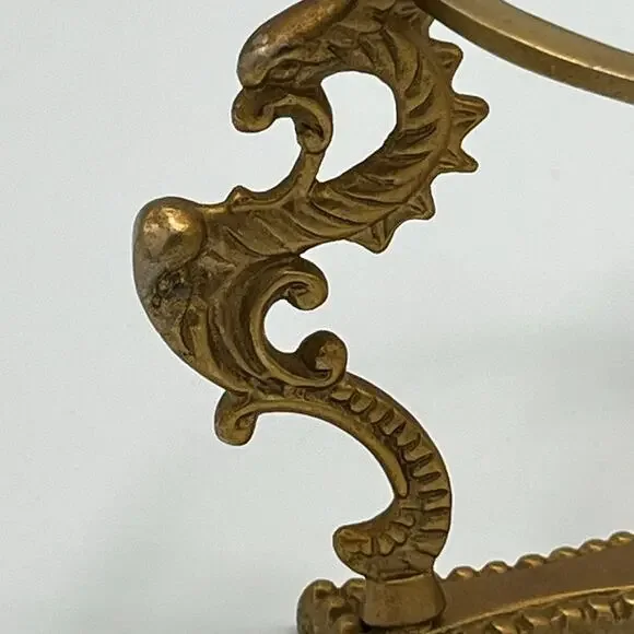 Vintage Solid Brass Scroll Display Stand for Paperweight Orb Sphere Egg Candle - Picture 2 of 7